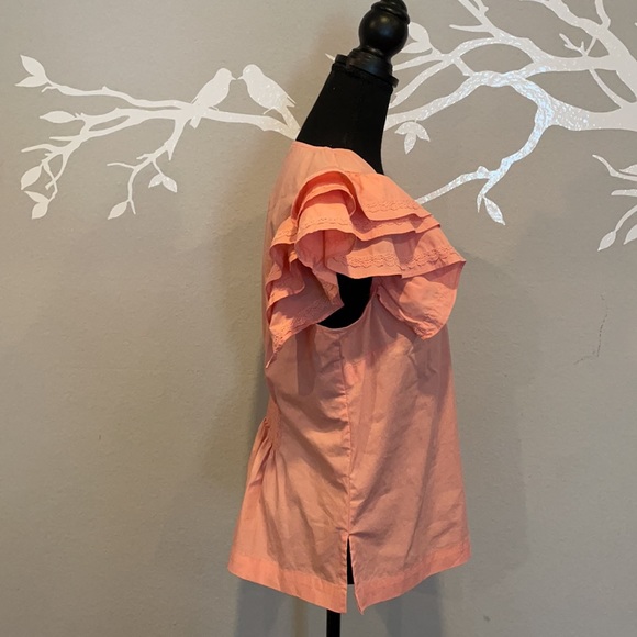 Moelleux coral cinched back blouse Sz Large C5 - Picture 4 of 6